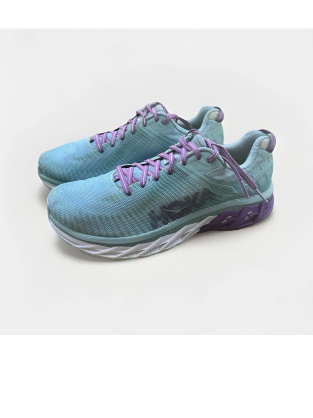 Hoka One One Womens Sz 9.5 Aqua Blue Purple Running Shoes Mesh Athletic Sneakers - Picture 2 of 16